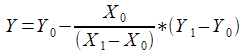 y = y0 - x0/(x1-x0)*(y1-y0)